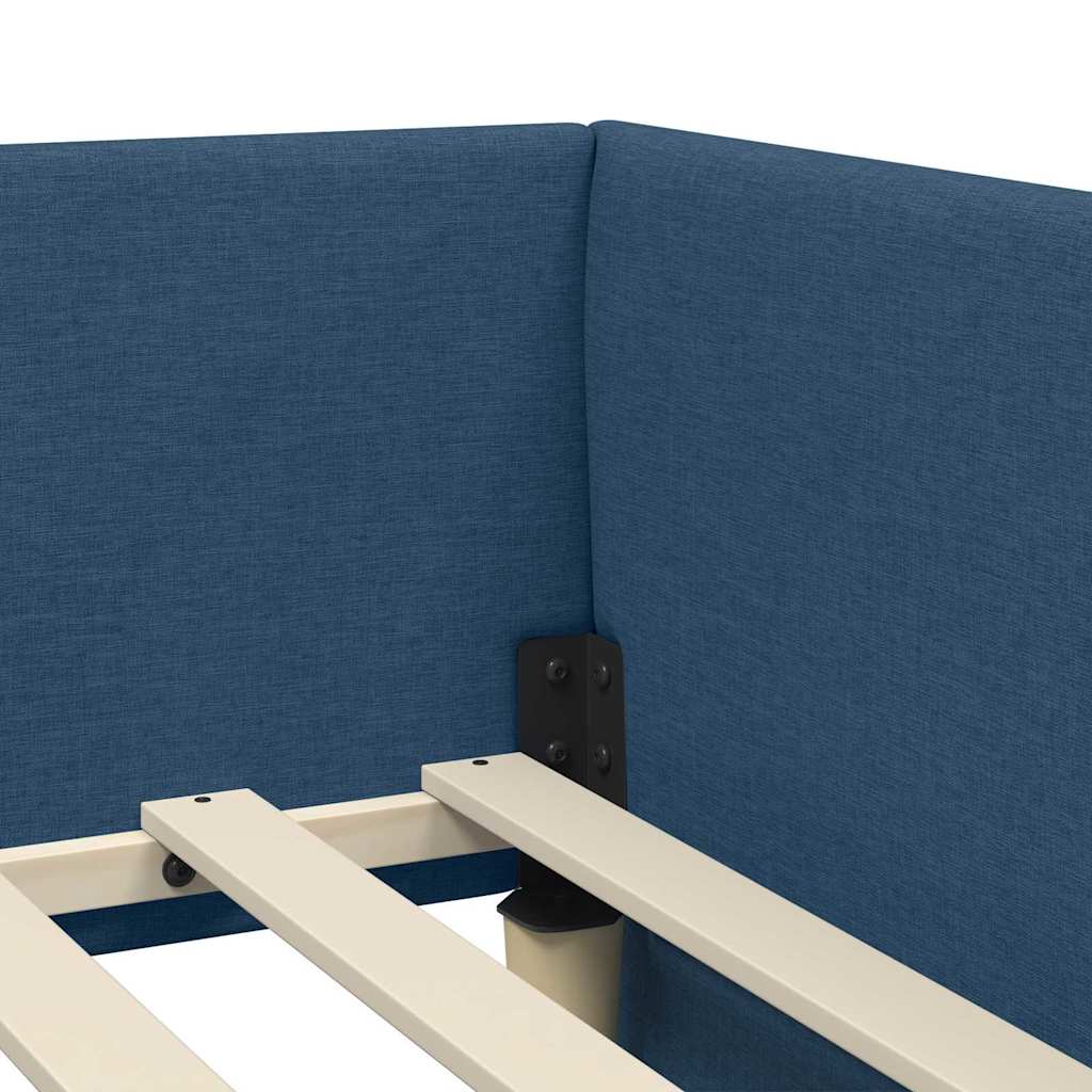 Hjørnesengramme med Madras Andet med hovedgærde 2 pcs Blå Stof