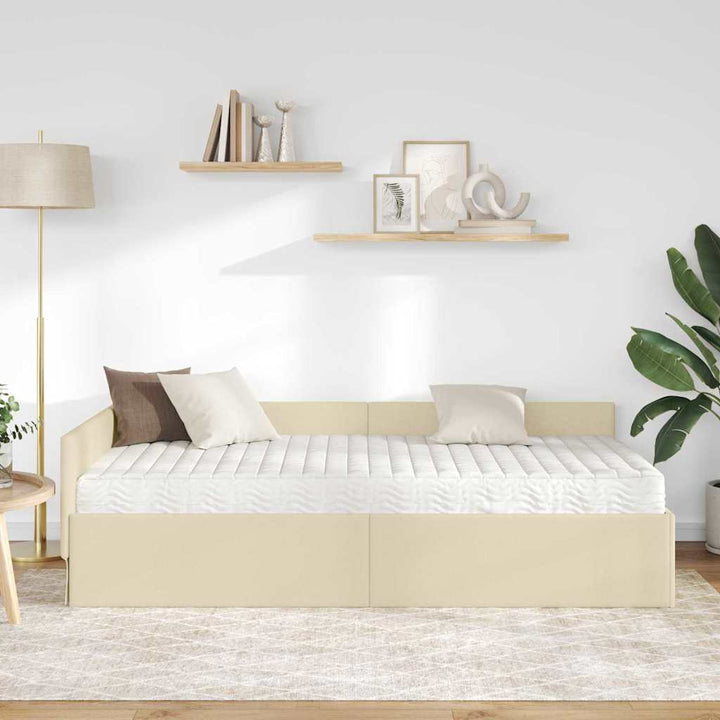Hjørnesengramme med Madras Andet 2 pcs Creme Stof