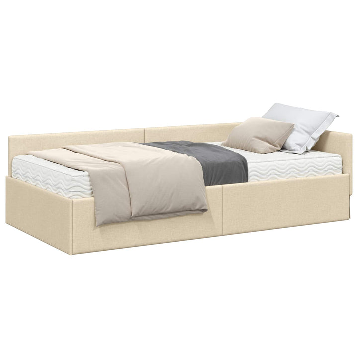 Hjørnesengramme med Madras Andet 2 pcs Creme Stof