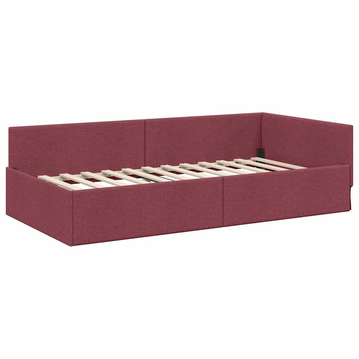 Hjørnesengramme med Madras Andet med hovedgærde 2 pcs Grå Stof