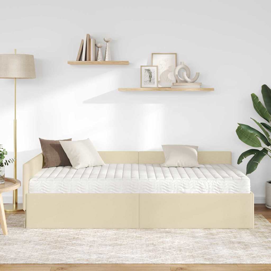 Hjørnesengramme med Madras Andet 2 pcs Creme Stof