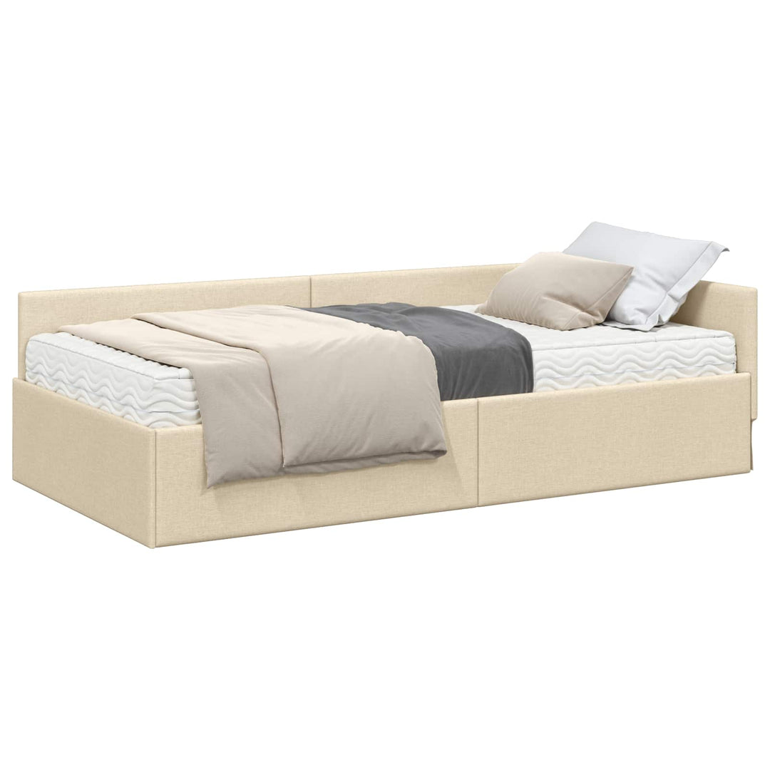 Hjørnesengramme med Madras Andet 2 pcs Creme Stof