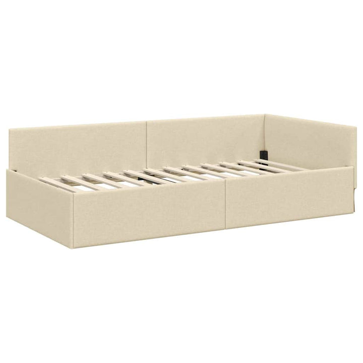 Hjørnesengramme med Madras Andet 2 pcs Creme Stof