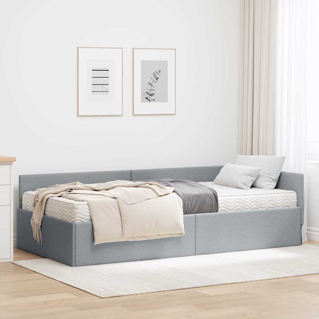 Hjørnesengramme med Madras Andet 2 pcs Lysegrå Stof
