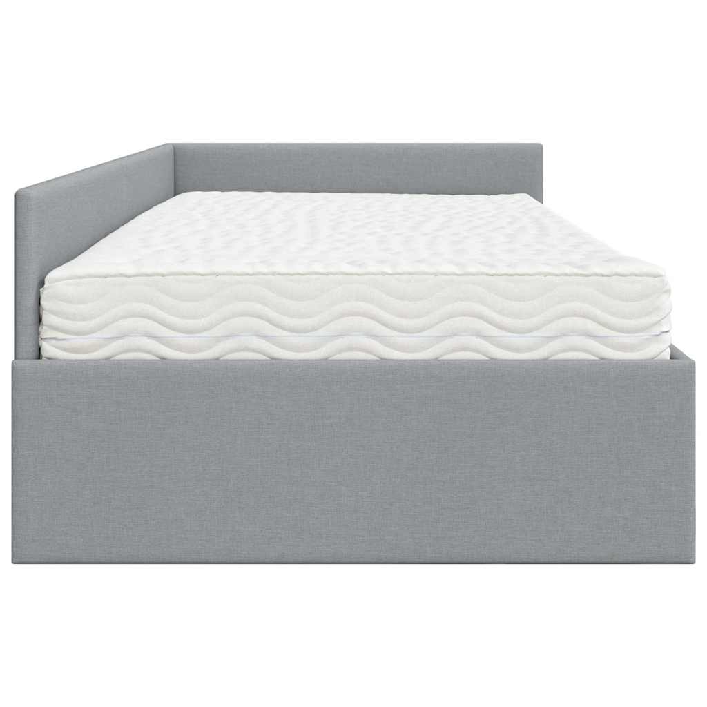 Hjørnesengramme med Madras Andet 2 pcs Lysegrå Stof