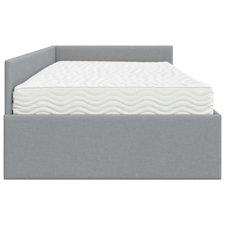 Hjørnesengramme med Madras Andet 2 pcs Lysegrå Stof