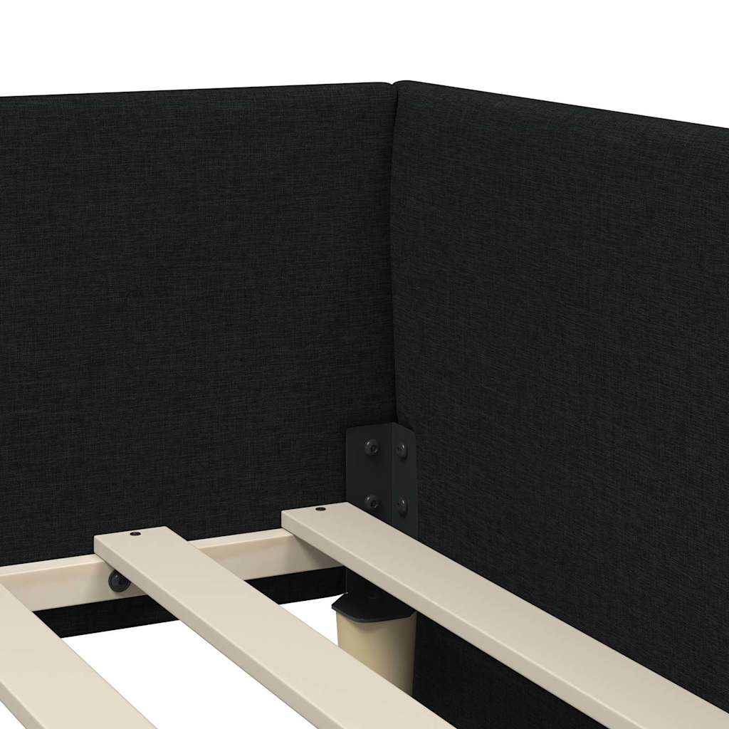 Hjørnesengramme med Madras 2 stk. Sort 100 x 200 cm Stof