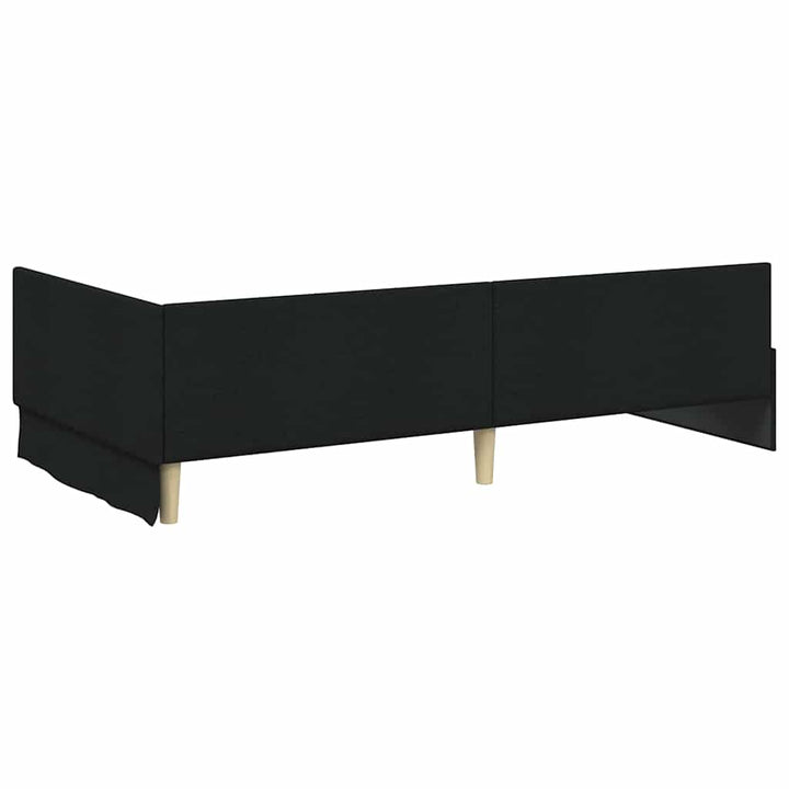 Hjørnesengramme med Madras 2 stk. Sort 100 x 200 cm Stof