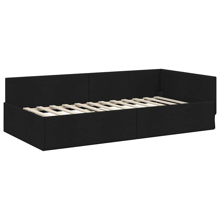 Hjørnesengramme med Madras 2 stk. Sort 100 x 200 cm Stof