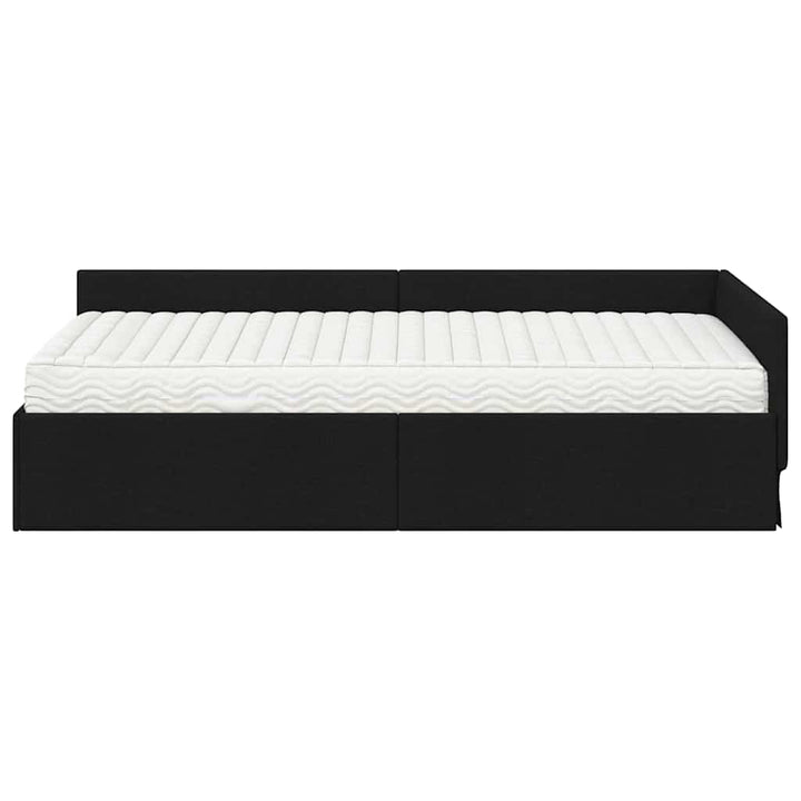 Hjørnesengramme med Madras 2 stk. Sort 100 x 200 cm Stof