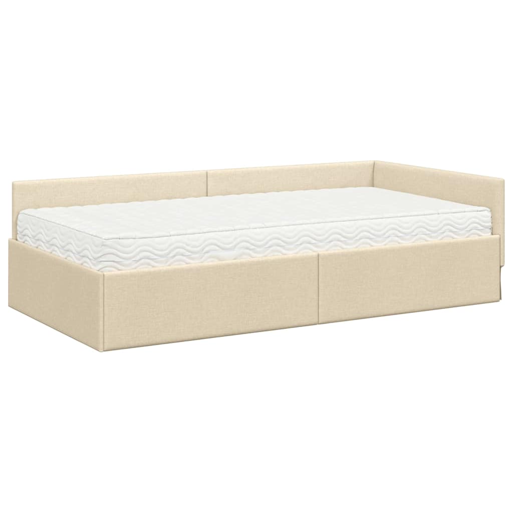 Hjørnesengramme med Madras Andet 2 pcs Creme Stof