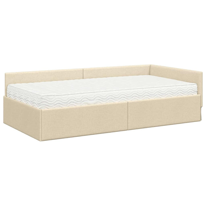 Hjørnesengramme med Madras Andet 2 pcs Creme Stof