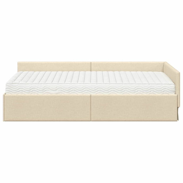 Hjørnesengramme med Madras Andet 2 pcs Creme Stof