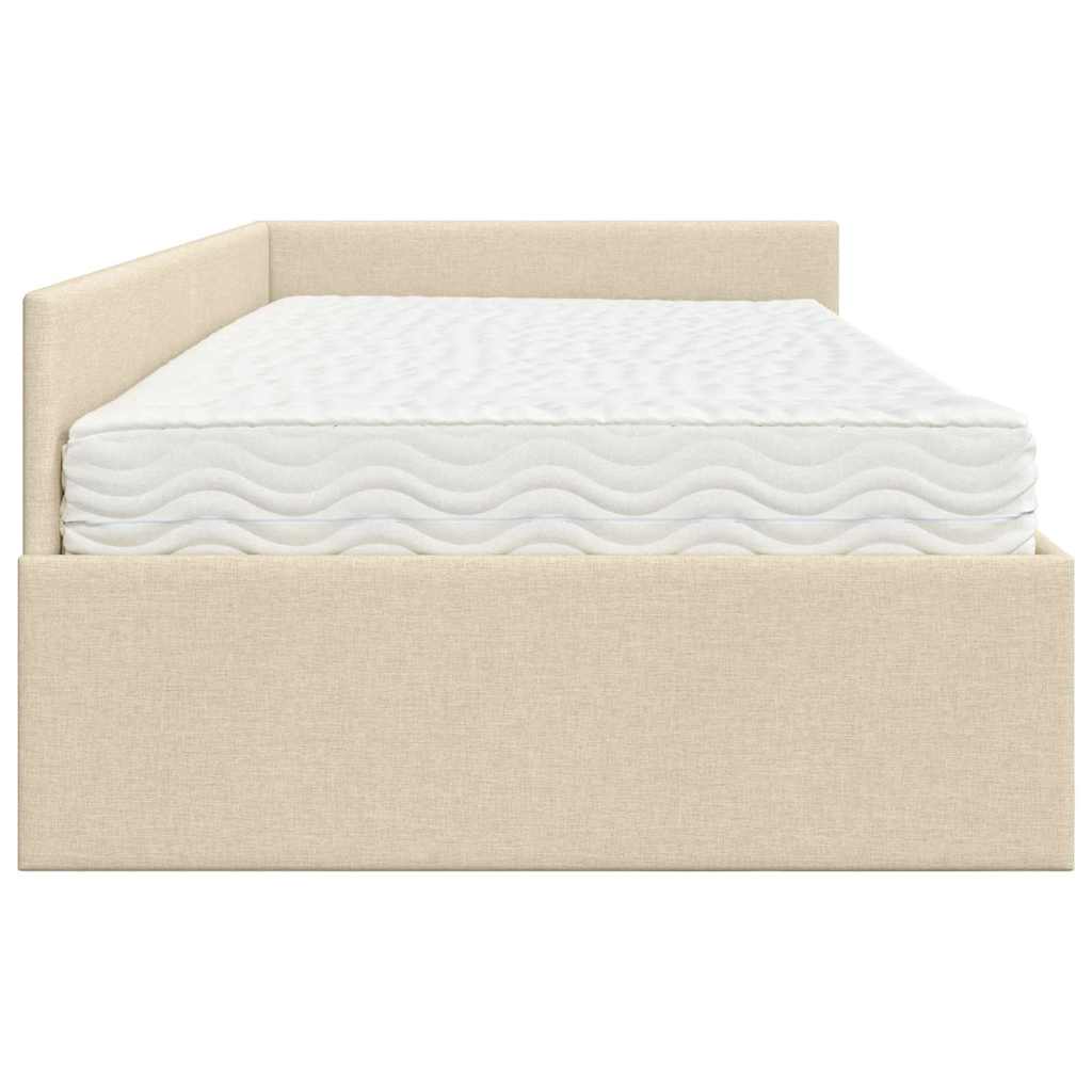 Hjørnesengramme med Madras Andet 2 pcs Creme Stof