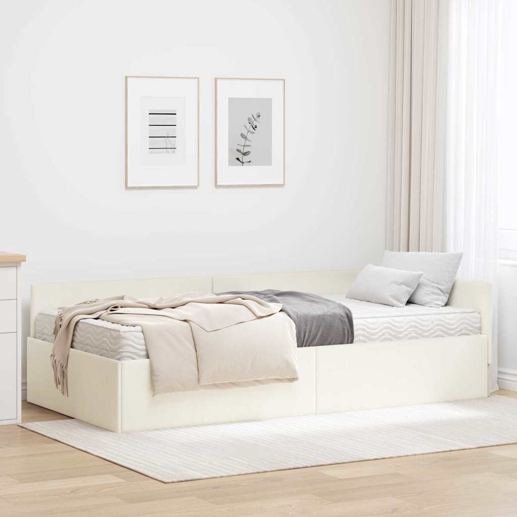 Hjørnesengramme med Madras Andet 2 pcs Creme Fløjl