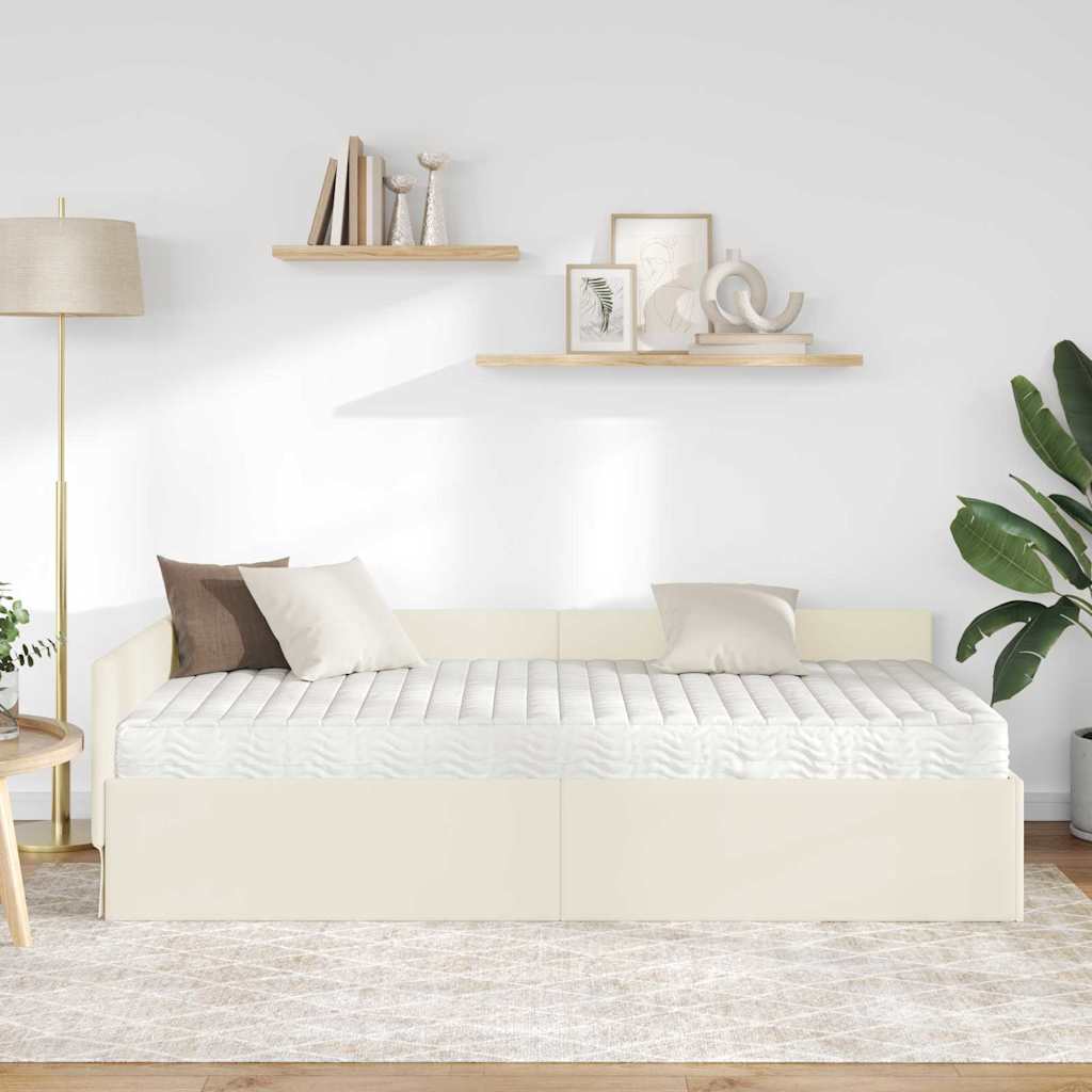 Hjørnesengramme med Madras Andet 2 pcs Creme Fløjl