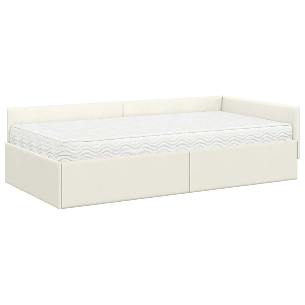 Hjørnesengramme med Madras Andet 2 pcs Creme Fløjl