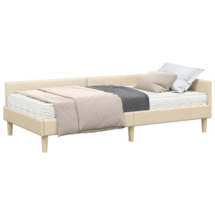 Hjørnesengramme med Madras med madras 2 pcs Creme Stof