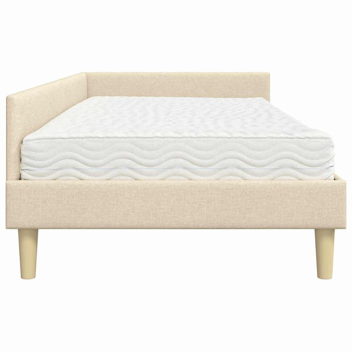 Hjørnesengramme med Madras med madras 2 pcs Creme Stof