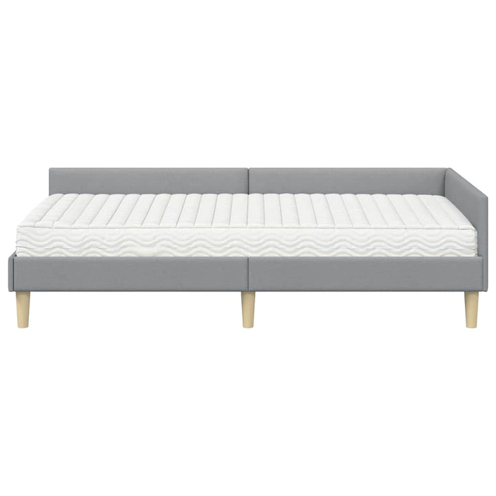 Hjørnesengramme med Madras med madras 2 pcs Lysegrå Stof