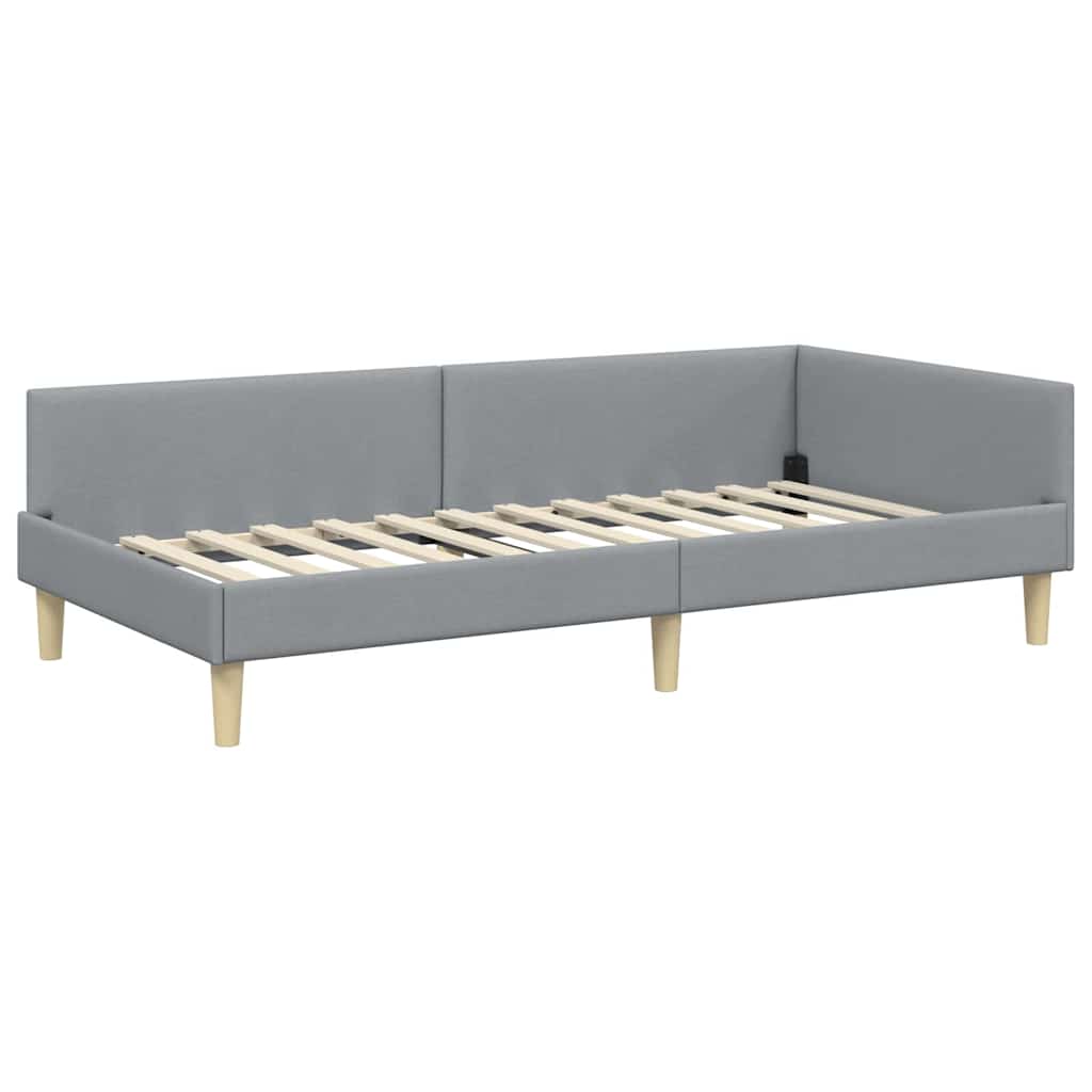 Hjørnesengramme med Madras med madras 2 pcs Lysegrå Stof