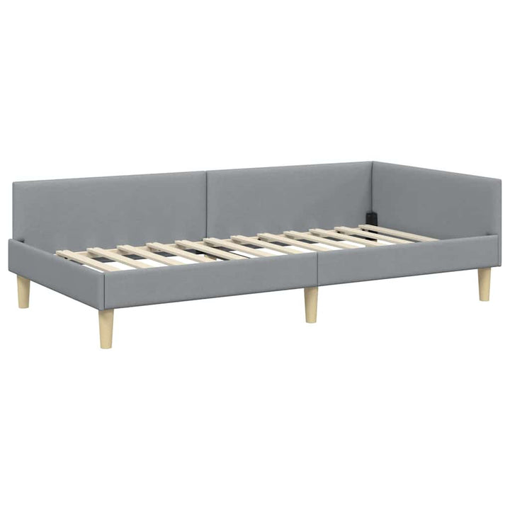 Hjørnesengramme med Madras med madras 2 pcs Lysegrå Stof