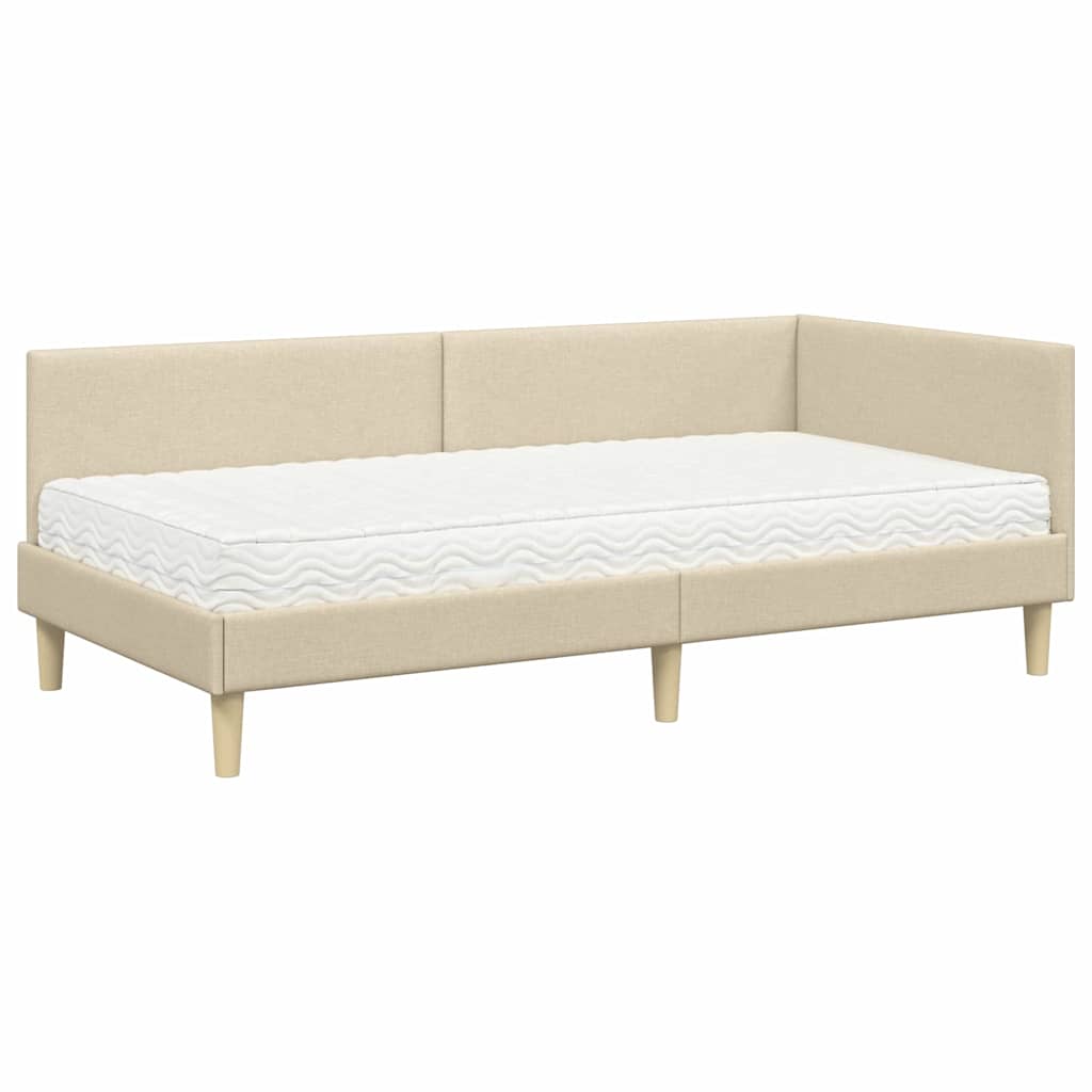 Hjørnesengramme med Madras Andet 2 pcs Creme Stof