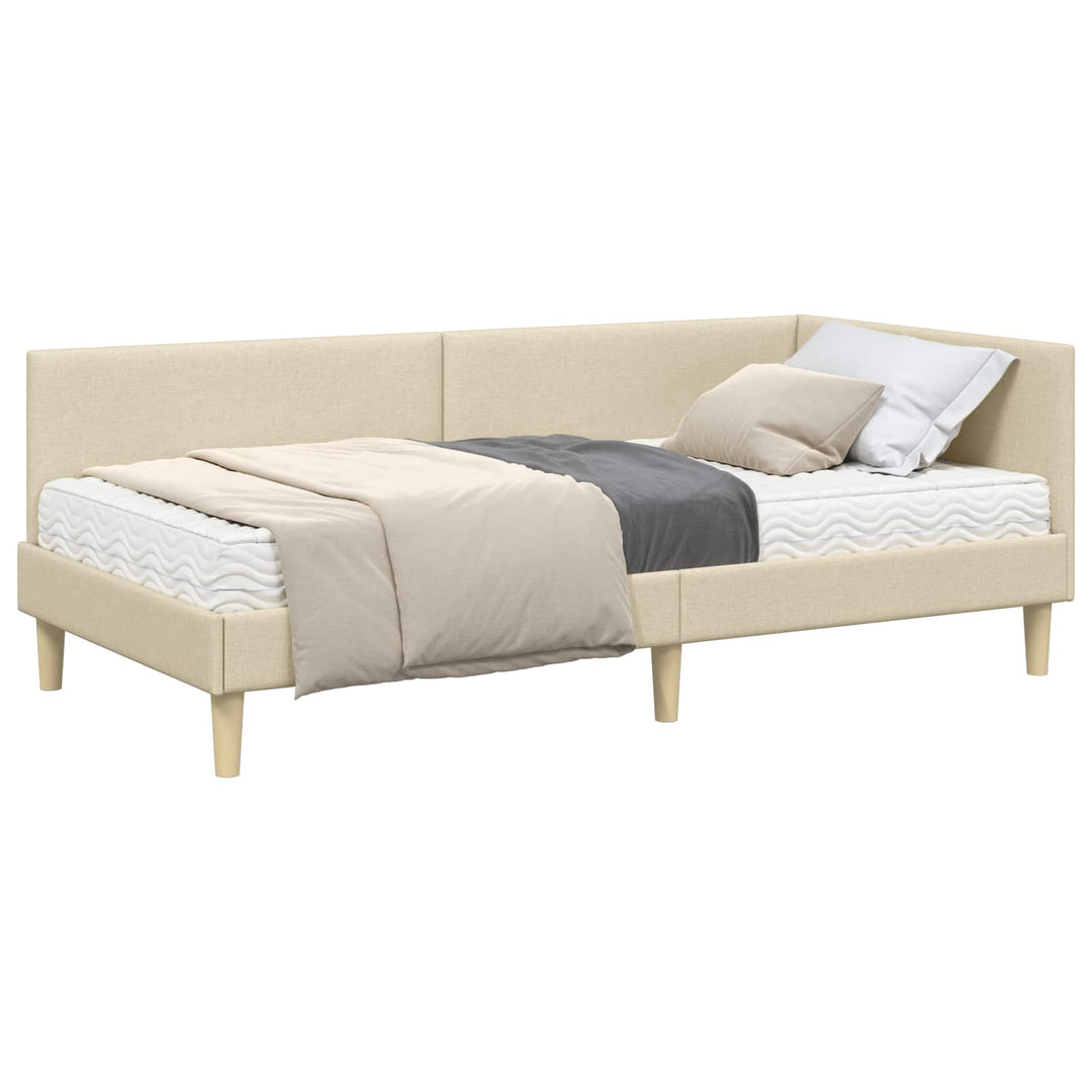 Hjørnesengramme med Madras Andet 2 pcs Creme Stof