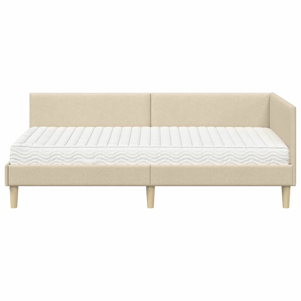 Hjørnesengramme med Madras Andet 2 pcs Creme Stof