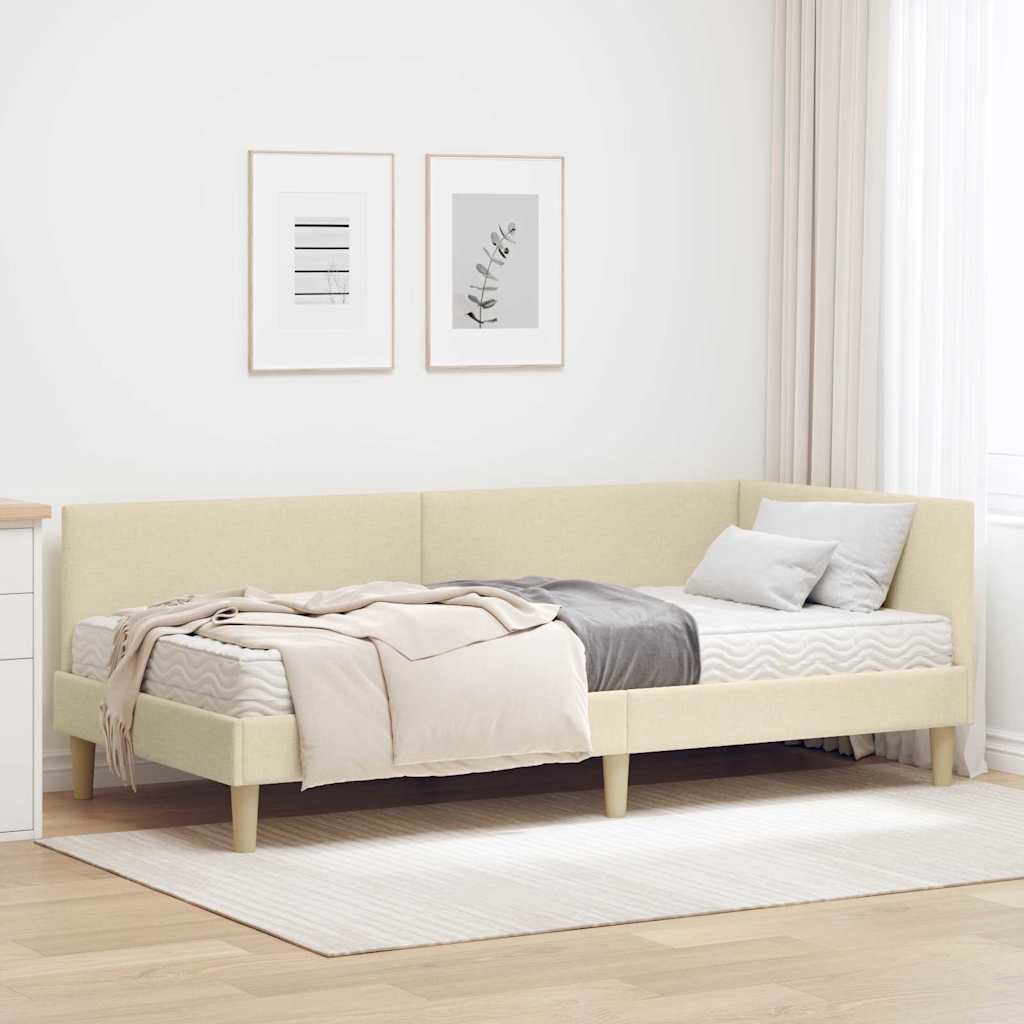 Hjørnesengramme med Madras Andet 2 pcs Creme Stof