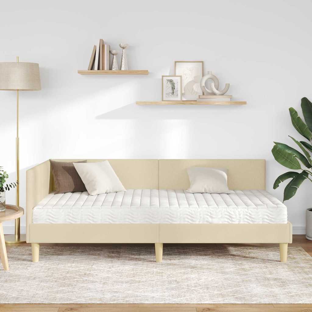 Hjørnesengramme med Madras Andet 2 pcs Creme Stof