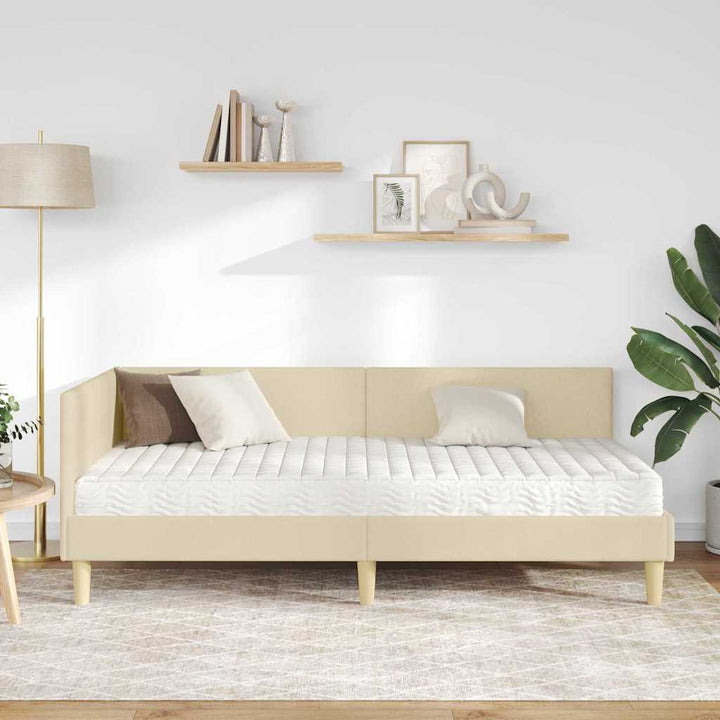 Hjørnesengramme med Madras Andet 2 pcs Creme Stof