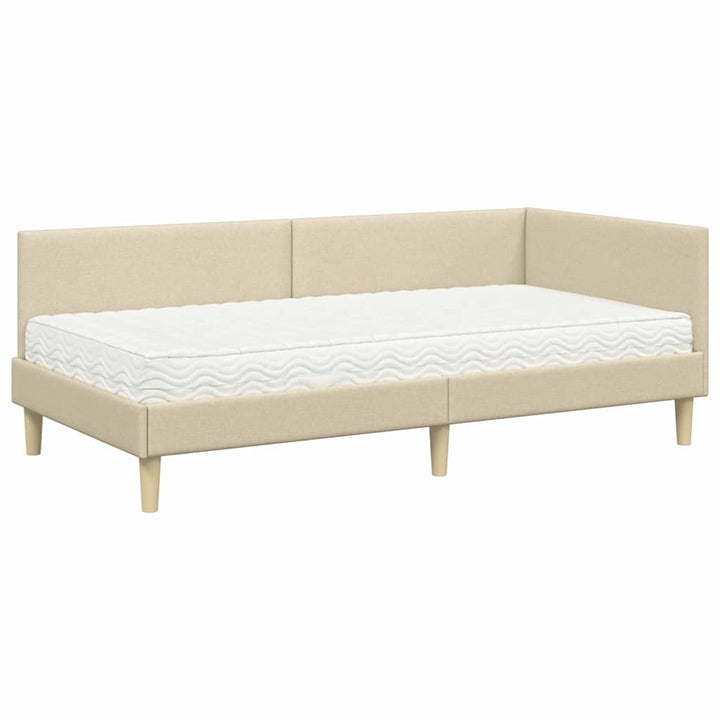 Hjørnesengramme med Madras Andet 2 pcs Creme Stof
