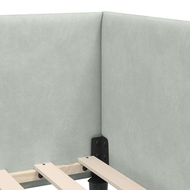 Hjørnesengramme med Madras Andet 2 pcs Lysegrå Fløjl
