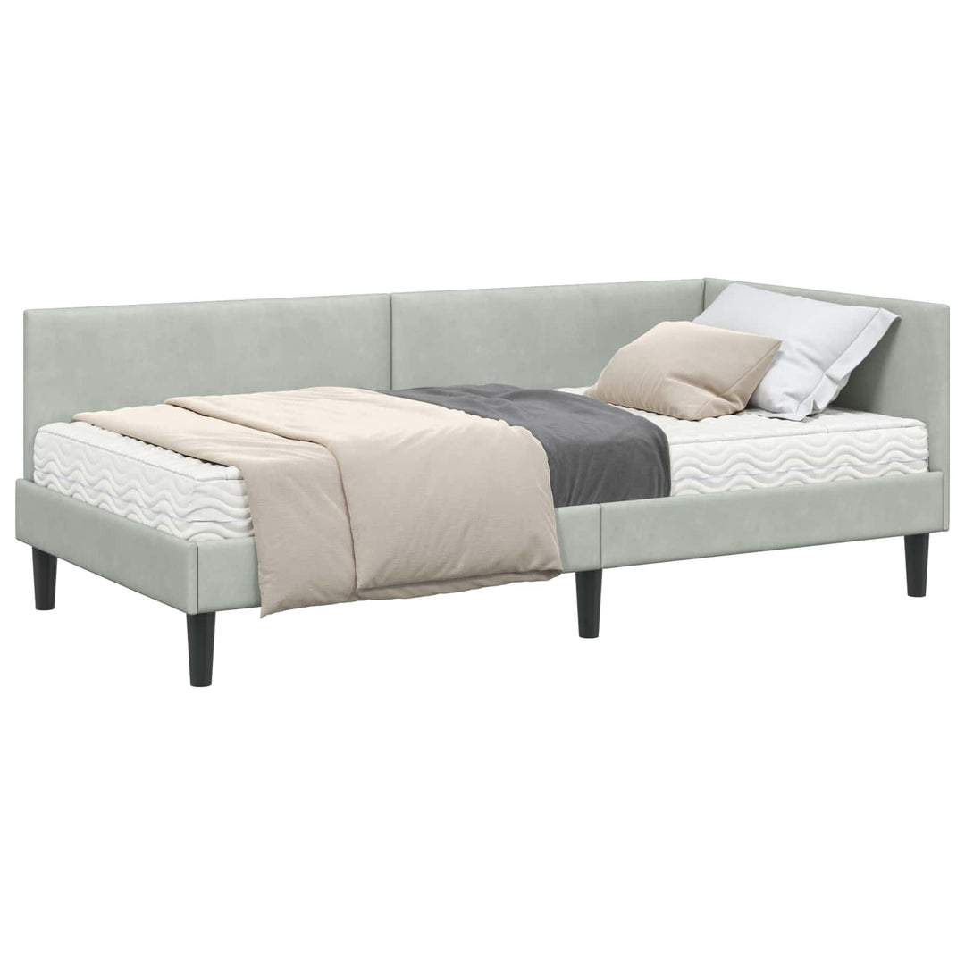 Hjørnesengramme med Madras Andet 2 pcs Lysegrå Fløjl