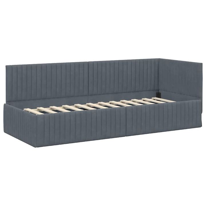 Hjørnesengramme med Madras med hovedgærde 2 pcs Grå Fløjl