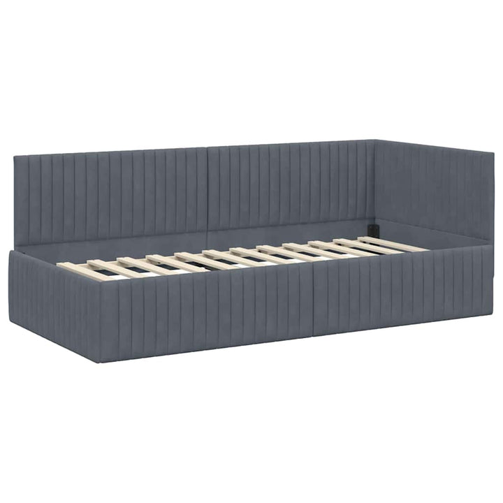 Hjørnesengramme med Madras med hovedgærde 2 pcs Grå Fløjl
