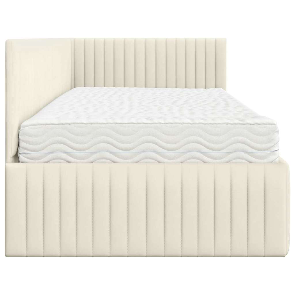 Hjørnesengramme med Madras 2 pcs Creme Fløjl