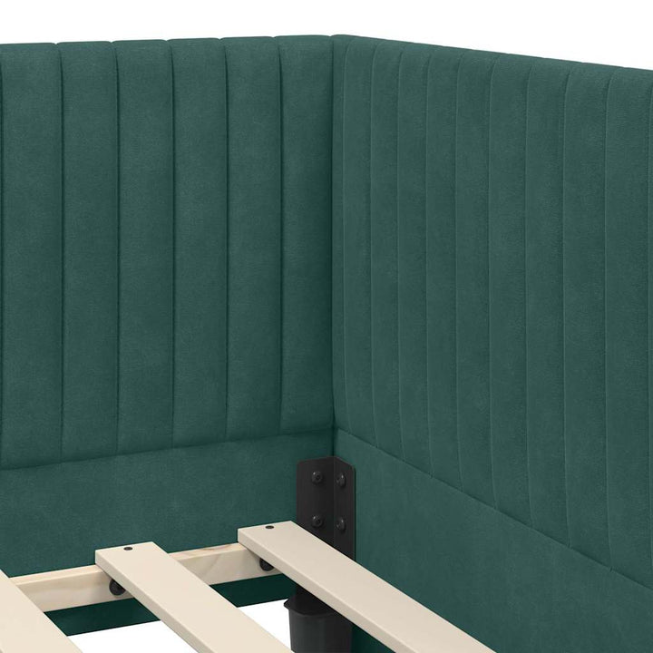 Hjørnesengramme med Madras med hovedgærde 2 pcs Grøn Fløjl