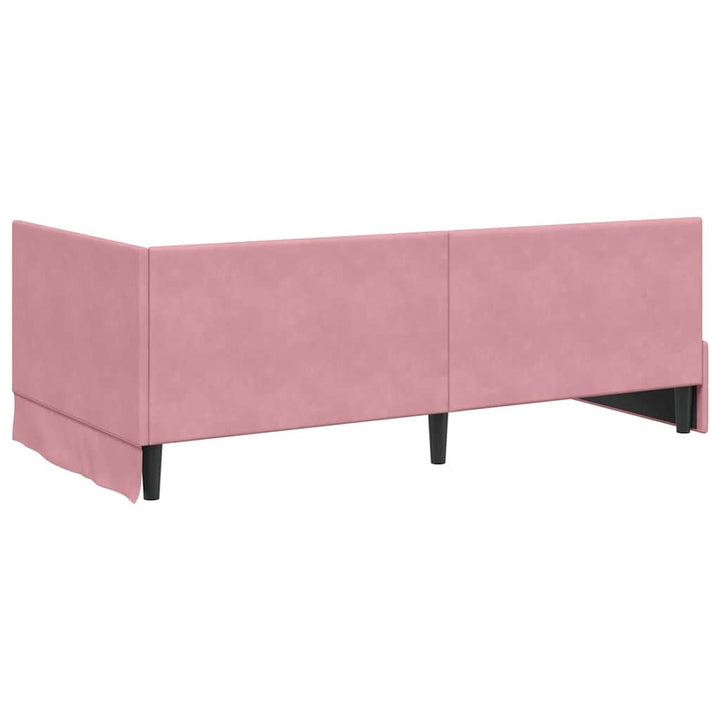 Hjørnesengramme med Madras 2 stk. Lyserød 100 x 200 cm Fløjl