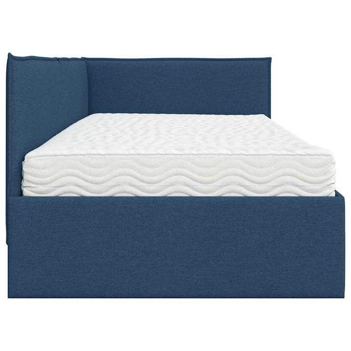 Hjørnesengramme med Madras 2 stk. Blå 90 x 200 cm Fløjl