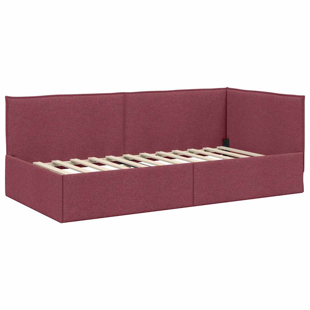 Hjørnesengramme med Madras med hovedgærde 2 pcs Grå Fløjl