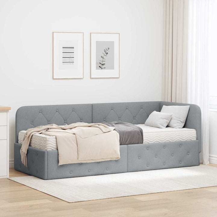 Hjørnesengramme Lysegrå 80 x 200 cm Stof