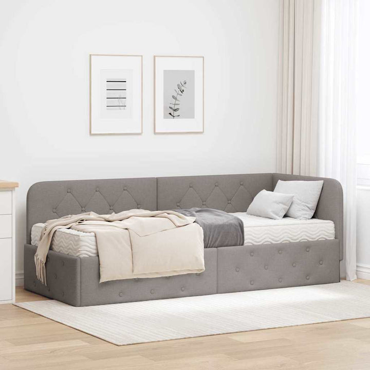 Hjørnesengramme Gråbrun 80 x 200 cm Stof