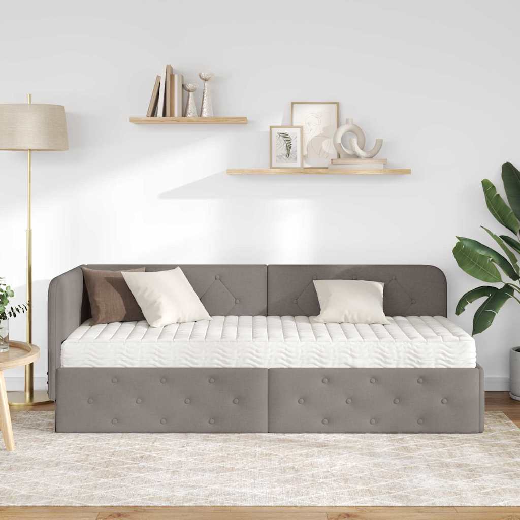 Hjørnesengramme Gråbrun 80 x 200 cm Stof