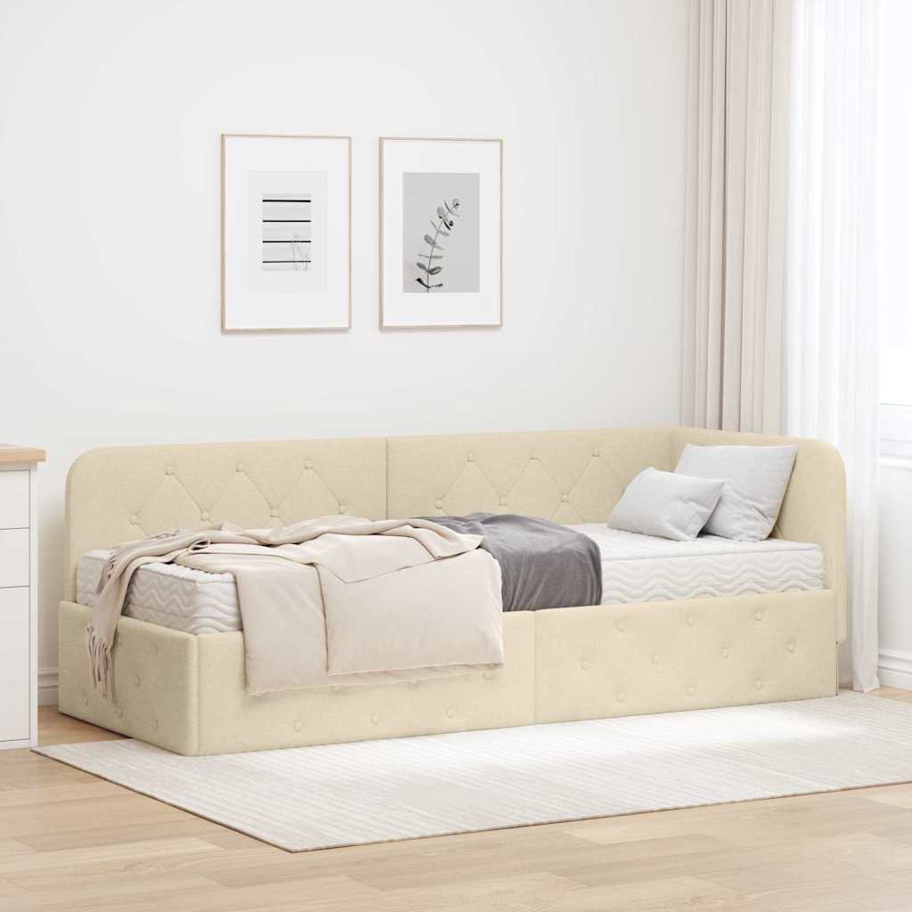 Hjørnesengramme Creme 80 x 200 cm Stof