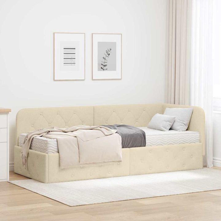 Hjørnesengramme Creme 80 x 200 cm Stof
