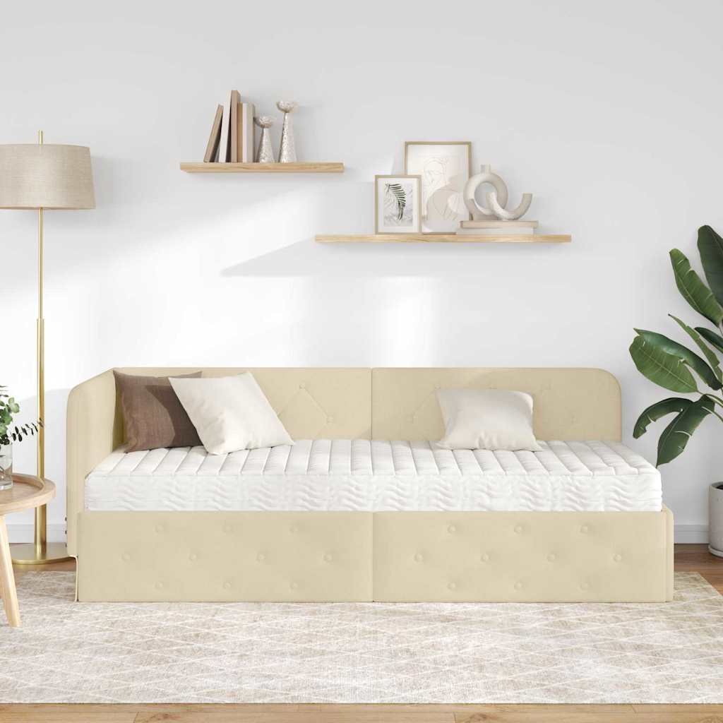 Hjørnesengramme Creme 80 x 200 cm Stof