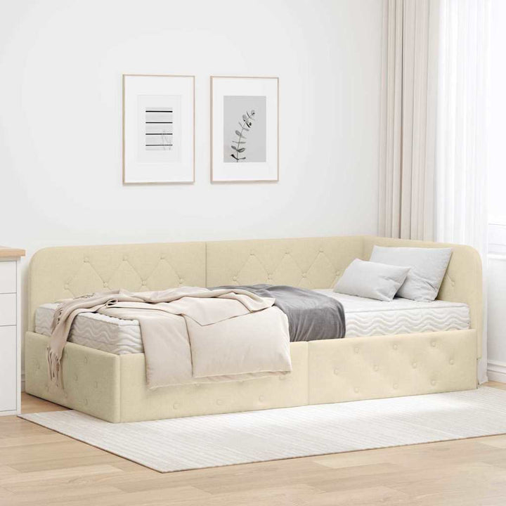 Hjørnesengramme Creme 90 x 190 cm Stof