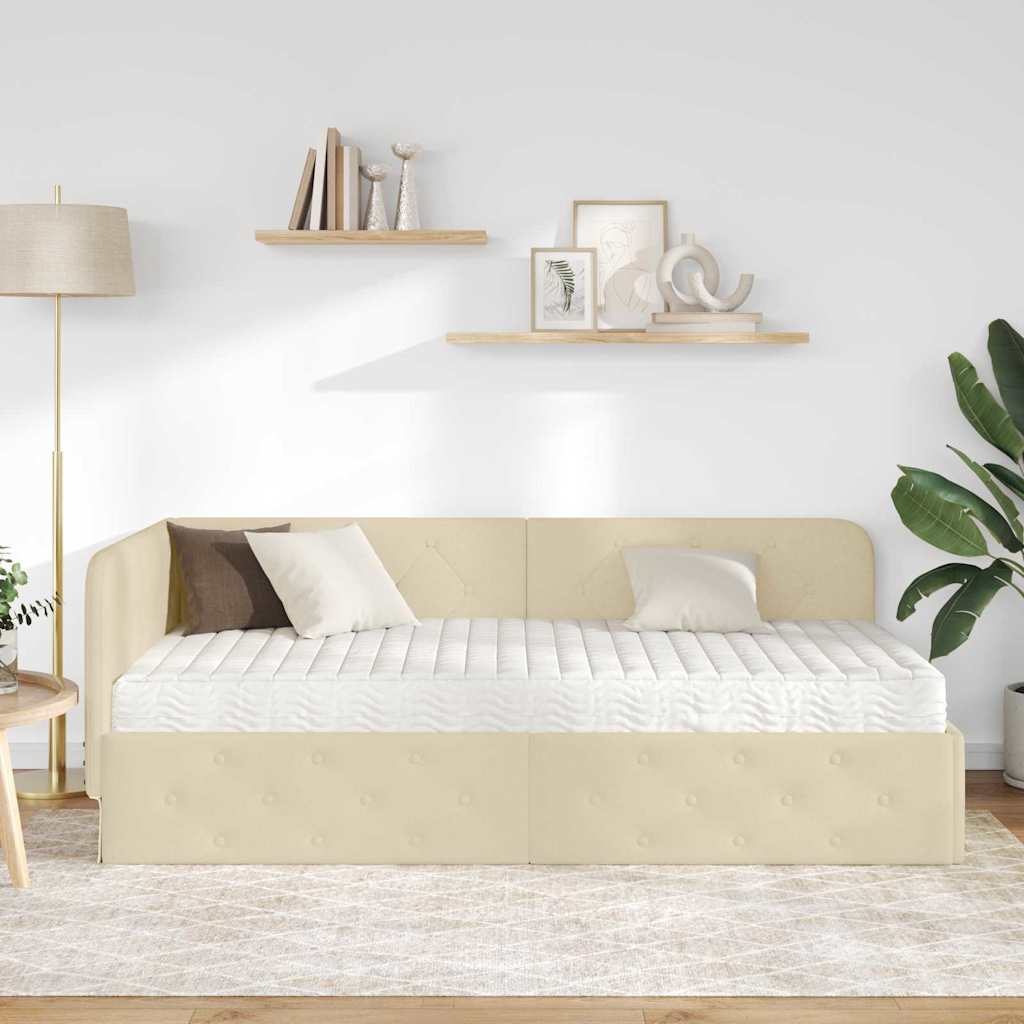 Hjørnesengramme Creme 90 x 190 cm Stof
